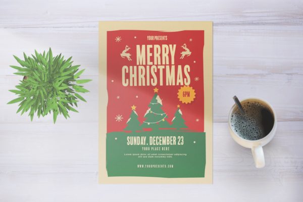 复古设计风格圣诞节活动宣传海报模板 Merry Christmas Party缩略图 复古设计风格圣诞节活动宣传海报模板 Merry Christmas Party