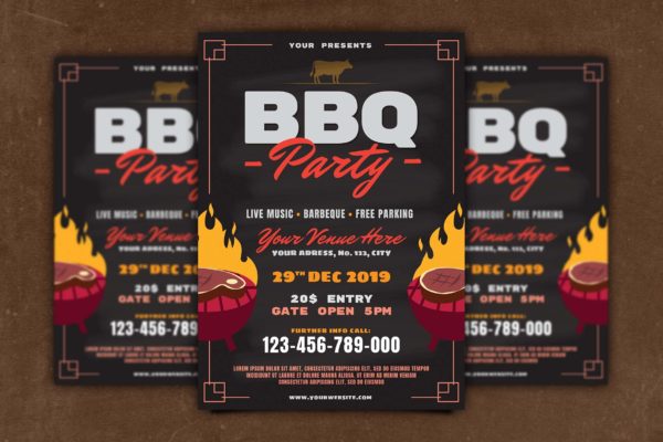 BBQ烧烤主题活动海报传单设计模板素材 BBQ Party Flyer缩略图 BBQ烧烤主题活动海报传单设计模板素材 BBQ Party Flyer