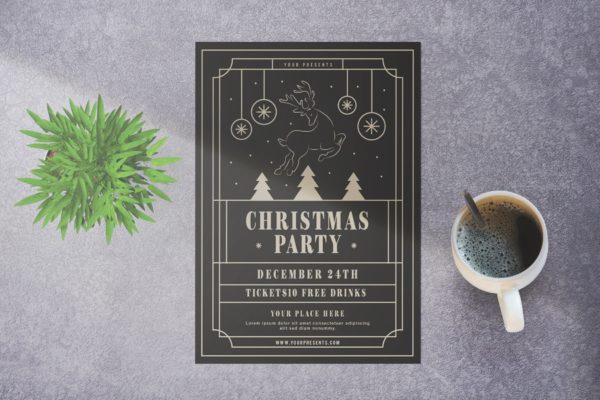 简约线条框设计风格圣诞节派对海报传单模板 Christmas Party缩略图 简约线条框设计风格圣诞节派对海报传单模板 Christmas Party