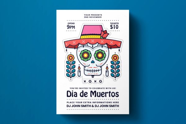 墨西哥亡灵节主题活动海报设计模板v2 Dia De Los Muertos Flyer Template缩略图 墨西哥亡灵节主题活动海报设计模板v2 Dia De Los Muertos Flyer Template