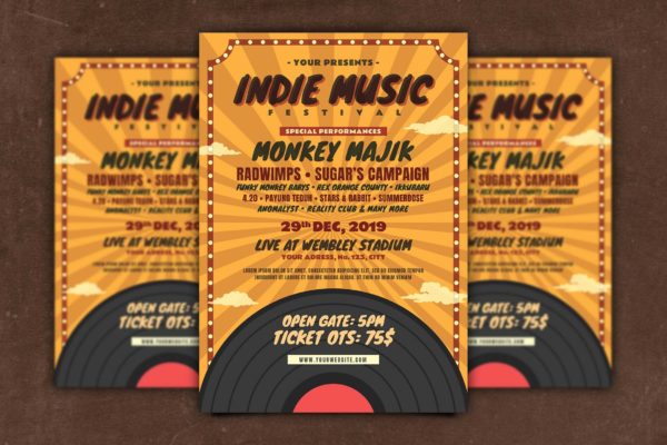 独立音乐会音乐节活动传单设计模板 Indie Music Flyer缩略图 独立音乐会音乐节活动传单设计模板 Indie Music Flyer