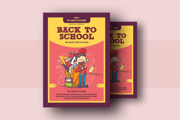 开学季校园主题海报设计模板 Back To School Flyer Template缩略图 开学季校园主题海报设计模板 Back To School Flyer Template