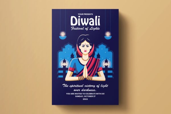 印度排灯节活动海报传单设计模板v3 Diwali Flyer Template缩略图 印度排灯节活动海报传单设计模板v3 Diwali Flyer Template
