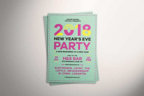 新年前夜主题活动海报传单模板 New Year’s Eve Flyer