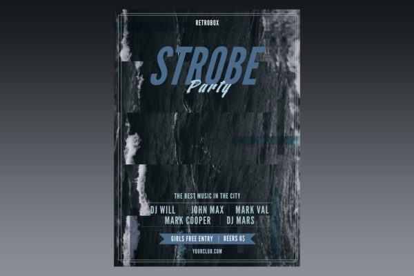 频闪设计风格DJ音乐节/音乐派对海报设计模板 Strobe Party Flyer Poster缩略图 频闪设计风格DJ音乐节/音乐派对海报设计模板 Strobe Party Flyer Poster