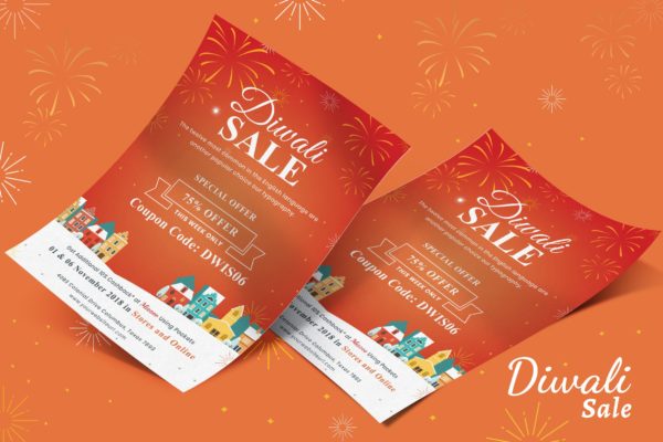 印度排灯节庆祝活动传单海报设计模板02 Diwali Celebration Flyer – 02