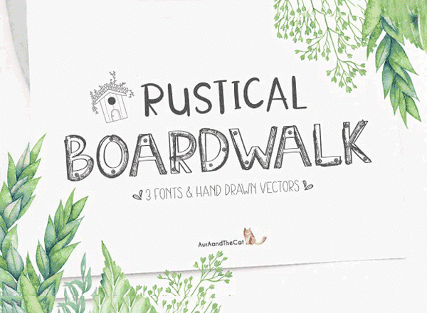 手绘插画元素&配对字体素材集 Rustical Boardwalk缩略图 手绘插画元素&配对字体素材集 Rustical Boardwalk