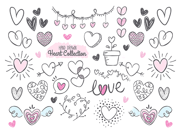手绘心形合集 Fantastic pack with variety of hand drawn hearts