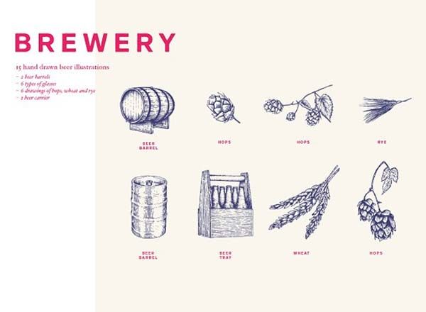 15幅矢量化手绘啤酒插图缩略图 15幅矢量化手绘啤酒插图