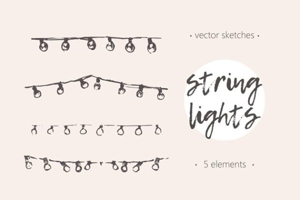 矢量素描灯串 String lights