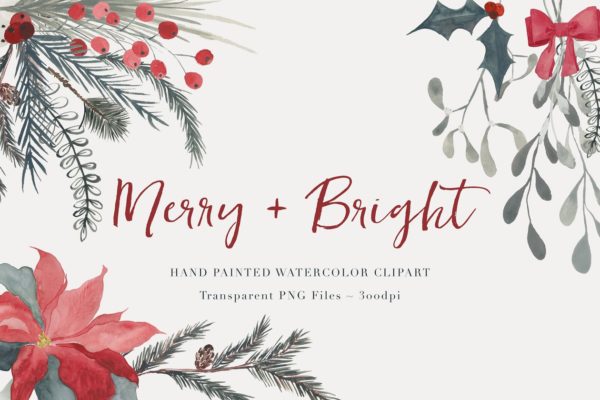 手绘圣诞水彩剪贴画 Christmas Watercolor Clipart缩略图 手绘圣诞水彩剪贴画 Christmas Watercolor Clipart