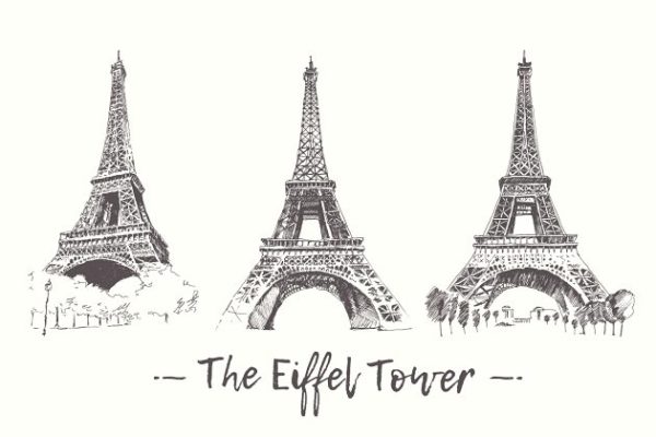 巴黎埃菲尔铁塔素描矢量图形 The Eiffel Tower, Paris缩略图 巴黎埃菲尔铁塔素描矢量图形 The Eiffel Tower, Paris