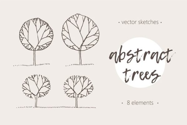 素描抽象树矢量图形 Illustrations of abstract trees缩略图 素描抽象树矢量图形 Illustrations of abstract trees