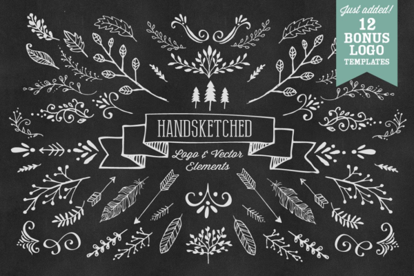 手工素描矢量设计元素集 HandSketched Vector Elements Pack