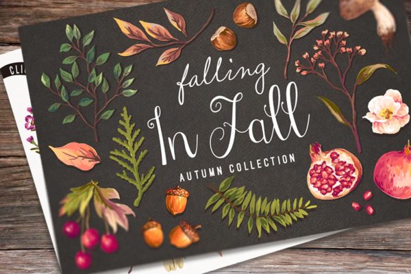 秋天主题手绘图案设计素材合集 Hand drawn autumn collection