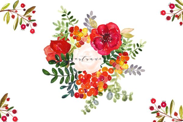 秋天成熟的果实水彩剪贴画 Autumn. Watercolor clip art.缩略图 秋天成熟的果实水彩剪贴画 Autumn. Watercolor clip art.