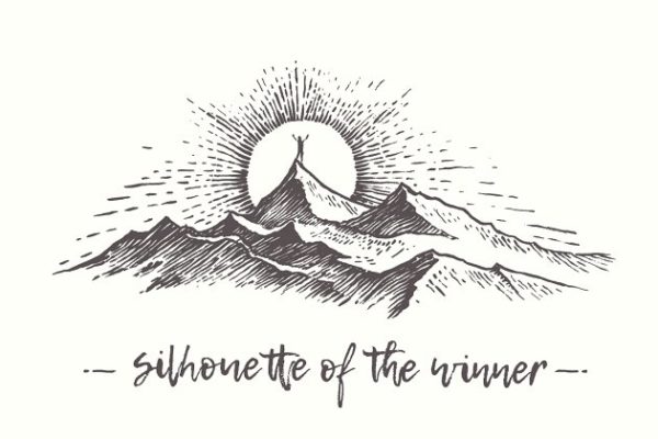 日落西山与人意境素描剪贴画 Man on the top of the hill缩略图 日落西山与人意境素描剪贴画 Man on the top of the hill