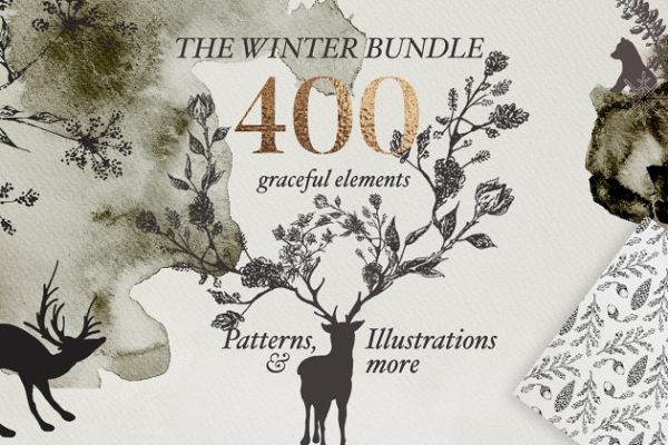 圣诞&冬天主题设计素材合集[2.34GB] Christmas & Winter Graphics Bundle