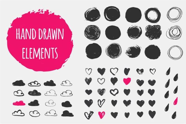 100%手绘矢量图形 Hand drawn shapes set缩略图 100%手绘矢量图形 Hand drawn shapes set