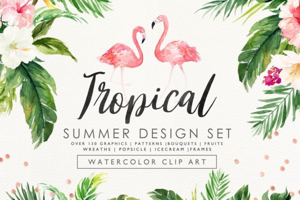 热带夏季手绘设计元素 Summer Design Set-Tropical缩略图 热带夏季手绘设计元素 Summer Design Set-Tropical