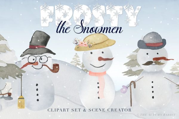 雪人场景设计工具包&剪贴画 Snowman Scene Creator & Clipart缩略图 雪人场景设计工具包&剪贴画 Snowman Scene Creator & Clipart