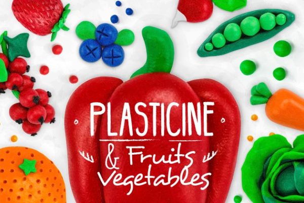 橡皮水果与蔬菜插画素材 Plasticine Fruits & Vegetables