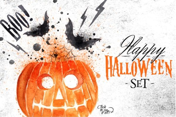 手绘万圣节节日元素矢量图形 Halloween set缩略图 手绘万圣节节日元素矢量图形 Halloween set