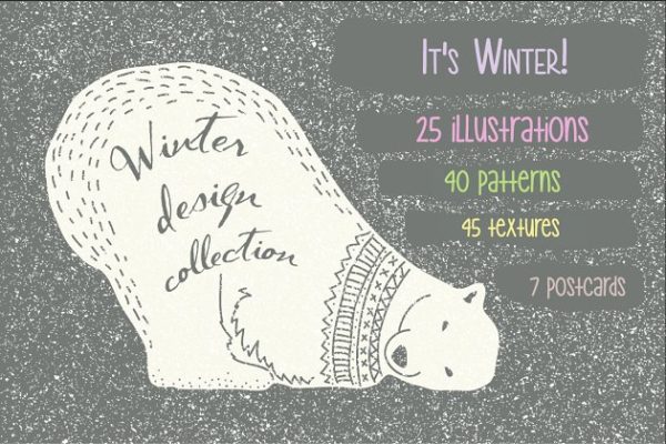 冬季主题插画素材[纹理、插画&模板] Winter Collection Pro