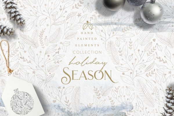 圣诞节手绘装饰设计套件 Holiday Season Collection