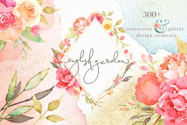 英伦花园水彩花卉元素素材合集 English Garden Watercolor Collection缩略图 英伦花园水彩花卉元素素材合集 English Garden Watercolor Collection