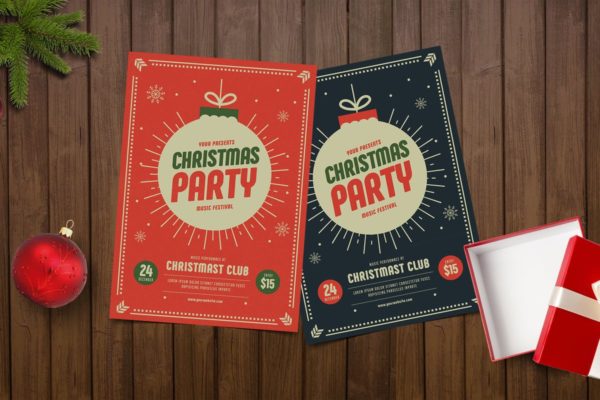 圣诞节聚会派对传单模板 Christmas Party Flyer