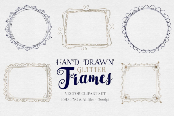 独特手绘素描边框图形 Sketched Vector Glitter Frames缩略图 独特手绘素描边框图形 Sketched Vector Glitter Frames
