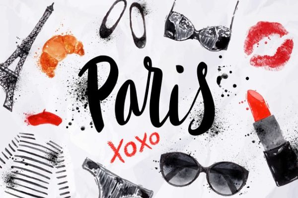 时尚巴黎水彩插画矢量图形 Paris Set缩略图 时尚巴黎水彩插画矢量图形 Paris Set