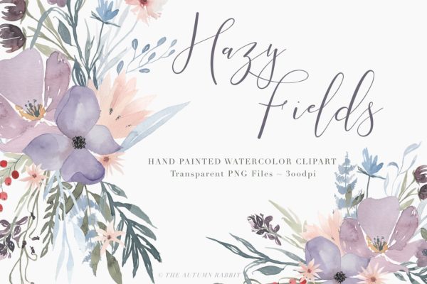 手绘水彩水粉花卉剪贴画 Watercolor Floral Clipart – Hazy缩略图 手绘水彩水粉花卉剪贴画 Watercolor Floral Clipart – Hazy