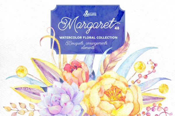 玛格丽特水彩花卉插画 Margaret. Watercolor flowers缩略图 玛格丽特水彩花卉插画 Margaret. Watercolor flowers
