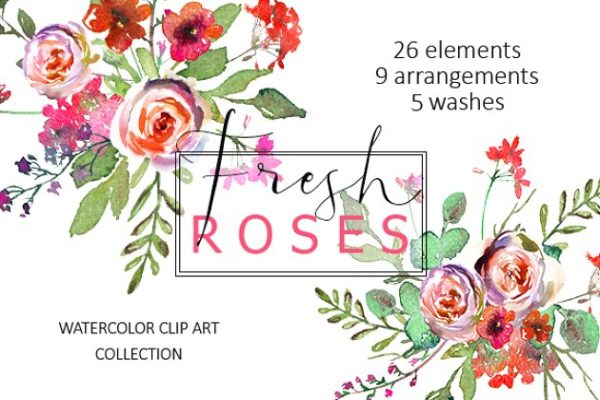 春季水彩花卉剪贴画 Spring Watercolor Florals Clipart缩略图 春季水彩花卉剪贴画 Spring Watercolor Florals Clipart