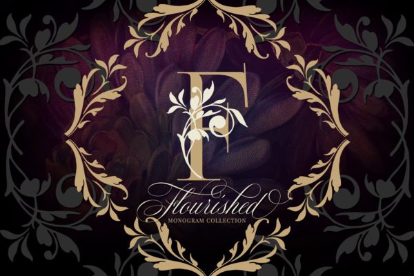 优雅手绘花卉装饰字母矢量素材 Flourished Monogram Collection