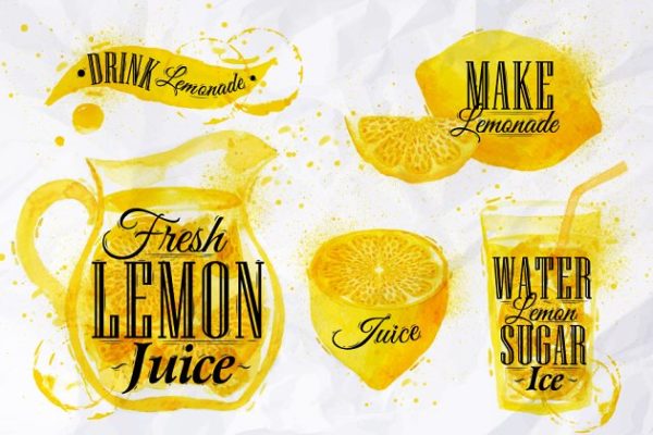 柠檬水柠檬饮料手绘插画 Pointer drawn pour lemonade缩略图 柠檬水柠檬饮料手绘插画 Pointer drawn pour lemonade