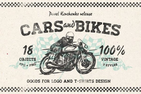 创意手绘老式汽车摩托车剪贴画合集 Hand drawn Cars and Bikes缩略图 创意手绘老式汽车摩托车剪贴画合集 Hand drawn Cars and Bikes