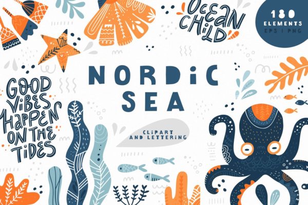北欧民间艺术海洋主题剪贴画 Nordic Sea Folk Collection缩略图 北欧民间艺术海洋主题剪贴画 Nordic Sea Folk Collection