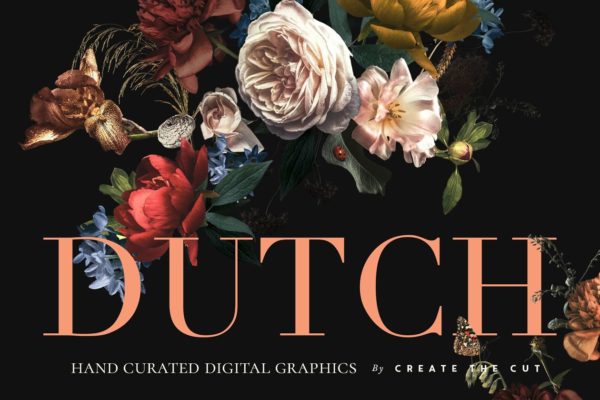 传统色彩荷兰花卉剪贴画 Vintage Floral Clip Art – Dutch缩略图 传统色彩荷兰花卉剪贴画 Vintage Floral Clip Art – Dutch
