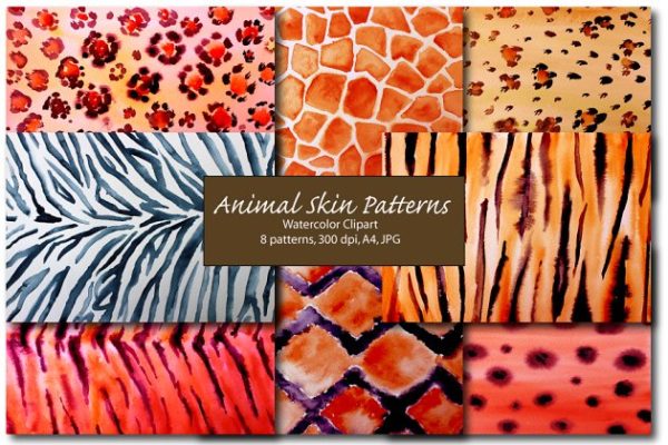 抽象水彩艺术动物皮肤图案 Watercolor animal skin pattern缩略图 抽象水彩艺术动物皮肤图案 Watercolor animal skin pattern