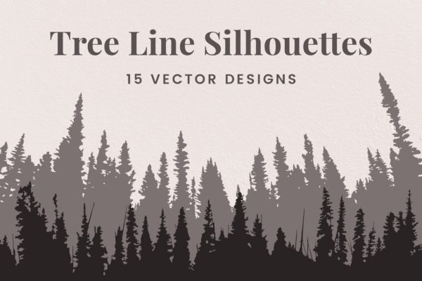 矢量森林树木线条轮廓插画 Vector Tree Line Silhouettes缩略图 矢量森林树木线条轮廓插画 Vector Tree Line Silhouettes