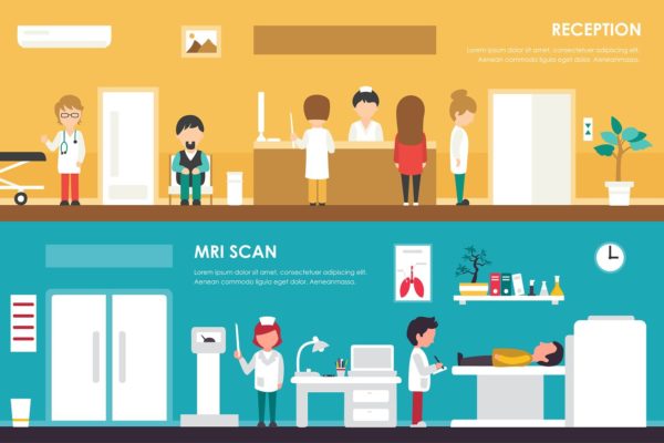 医院扁平化场景插画 Hospital Flat Interios 9 collections