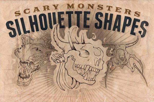 可怕的怪物轮廓图形插画 Silhouette shapes – Scary Monsters