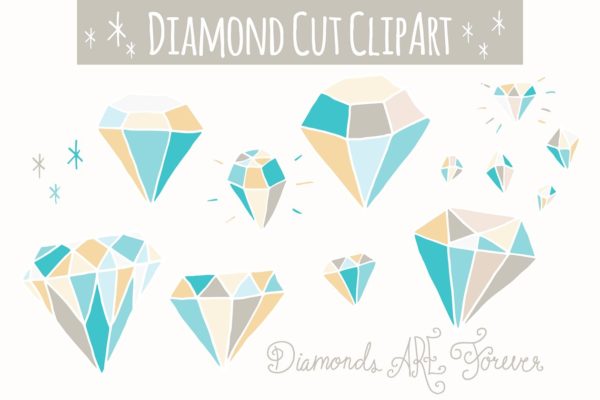 手绘不规则蓝色宝石钻石时尚插画 Blue Diamonds Clip Art – Vector缩略图 手绘不规则蓝色宝石钻石时尚插画 Blue Diamonds Clip Art – Vector