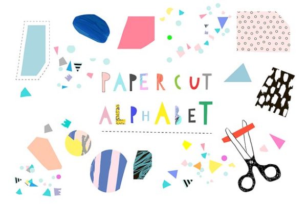 剪纸艺术英文字母设计素材 Paper CUT Alphabet