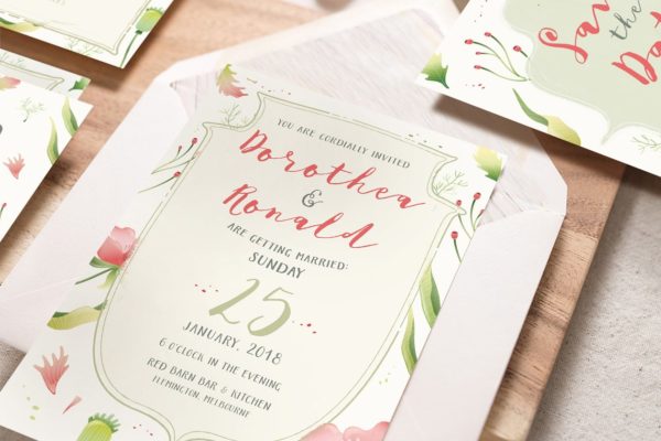 可爱而甜美的树叶插图婚礼请柬设计模板 Foliage Illustration Wedding Suite缩略图 可爱而甜美的树叶插图婚礼请柬设计模板 Foliage Illustration Wedding Suite