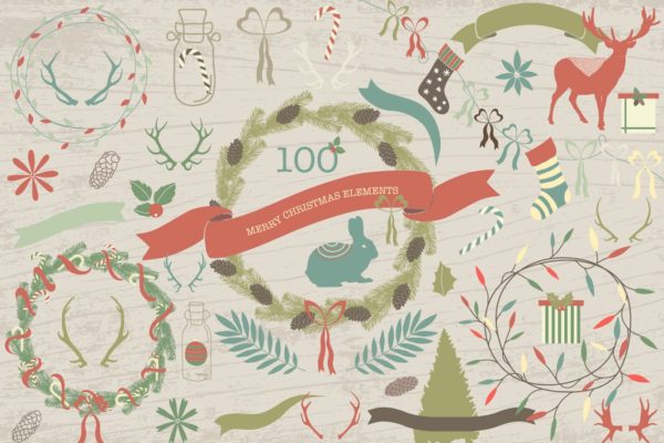 100款圣诞节日元素装饰素材 100 Merry Christmas Elements Pro缩略图 100款圣诞节日元素装饰素材 100 Merry Christmas Elements Pro