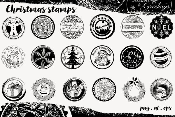 圣诞节日主题封条数码印章设计 Christmas Seals Digital Stamp Set缩略图 圣诞节日主题封条数码印章设计 Christmas Seals Digital Stamp Set